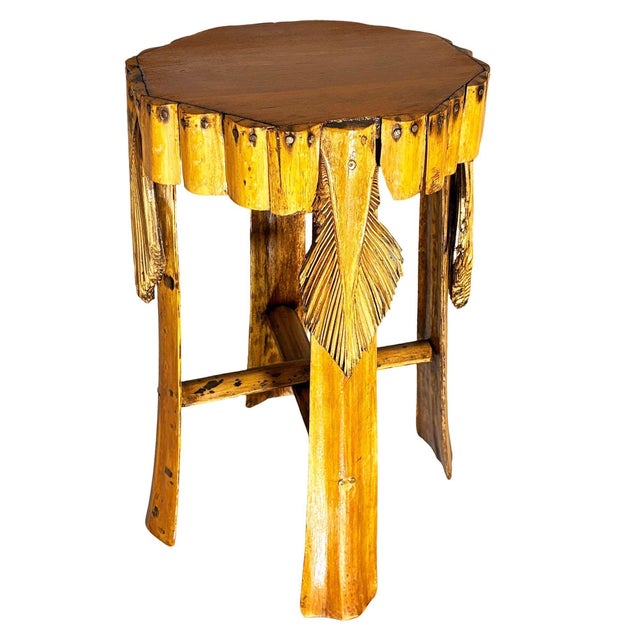 1950s 1950s Restored Mid-Century Hawaiian Split Bamboo Side Drinks Table W/ Koa Wood Top For Sale - Image 5 of 9
