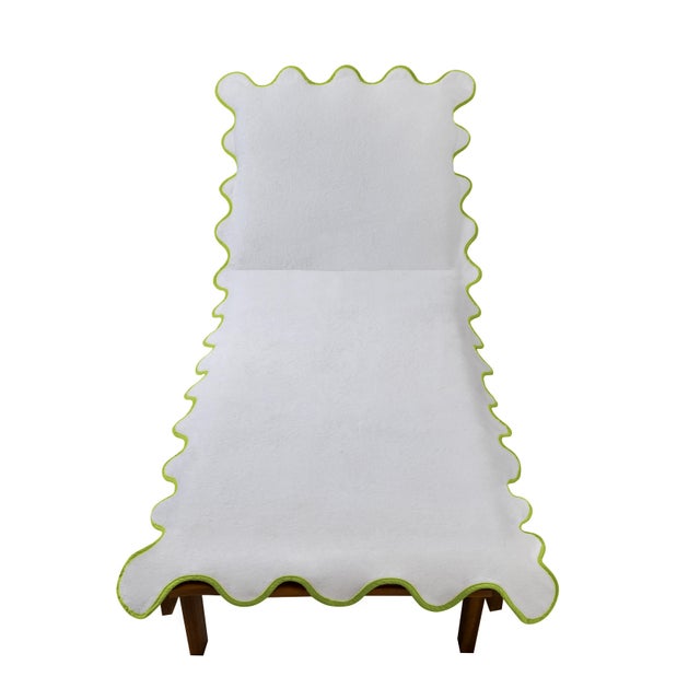 Textile Chairish x Kassatex - Scallop Lounge Chair Cover, Lime Green For Sale - Image 7 of 7