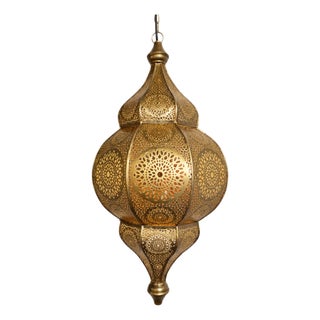 Brass Yellow Moorish Indian Pendant Light For Sale