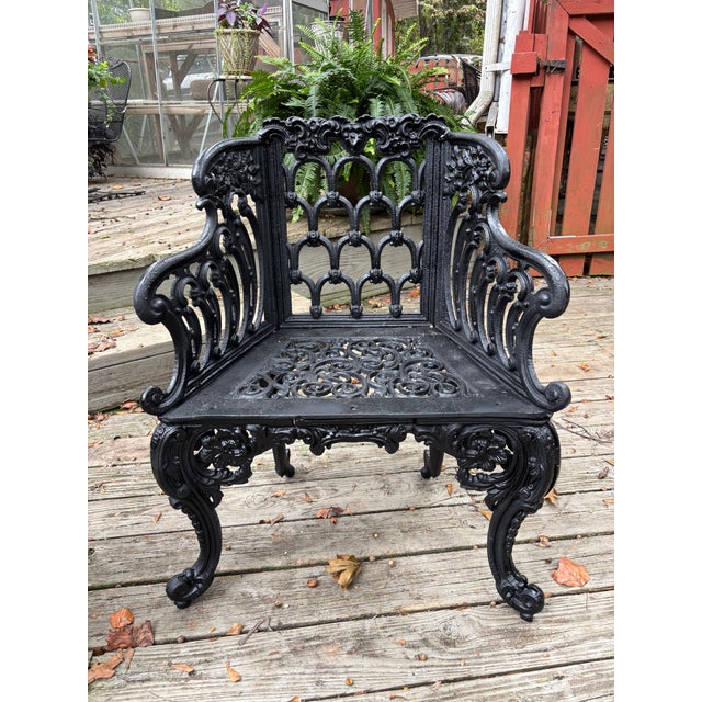 Black Vintage Cast Iron Garden Chairs - A Pair For Sale - Image 8 of 8