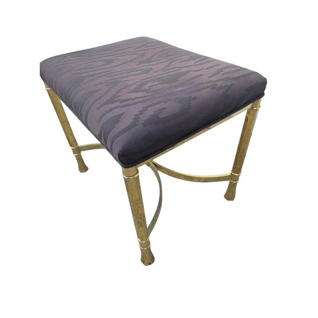 Vintage Italian Regency Brass Labarge Ottoman Footstool Vanity Bench Harden For Sale - Image 12 of 14