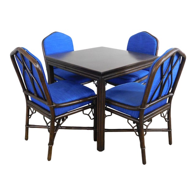 Ficks Reed Vintage Rattan Square Dining Table 4 Chairs Set Chairish
