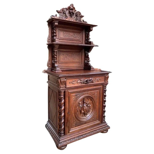 Antique FrenchHunting Cabinet in Barley Twist Oak, 1880 For Sale - Image 15 of 15