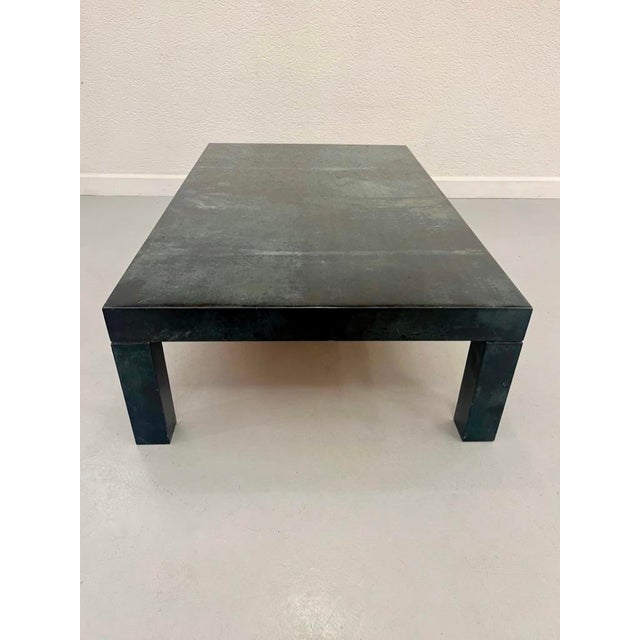 Green Goatskin Coffee Table attributed to Aldo Tura, Italy, 1970s For Sale - Image 3 of 11