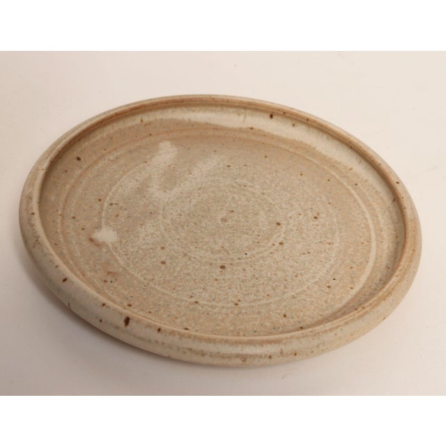 Vintage Green and Beige Speckled Ceramic Planter With Saucer by Deanna Nichols For Sale - Image 16 of 18