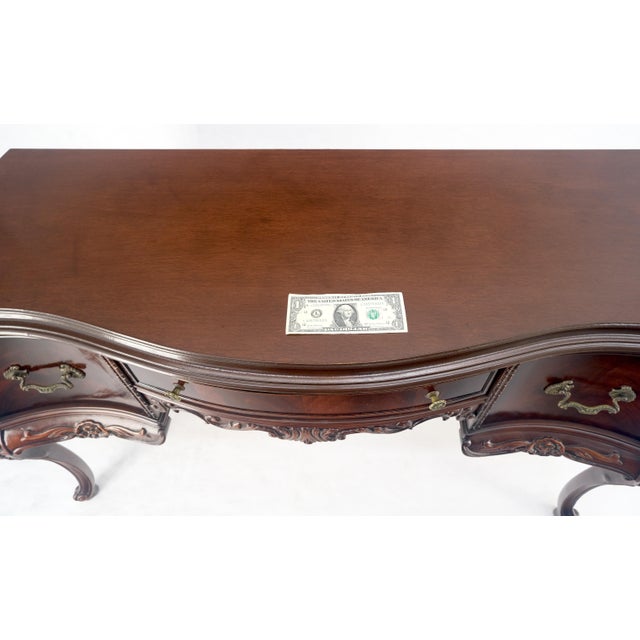 Drexel Very Fine Carved Mahogany 3 drawers c1940s Vanity Console Table Writing Desk For Sale - Image 4 of 14