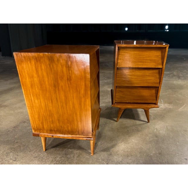 Architectural Pair of Brazilian Modern Side Tables With Drawers in Ivory Wood, 1950s For Sale - Image 10 of 13