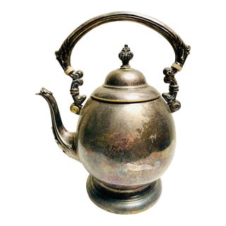 Antique 1880’s Silver-Plated Brass Gooseneck Tea Pot For Sale