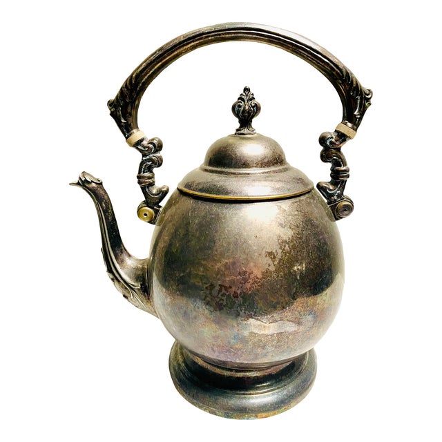 Antique 1880’s Silver-Plated Brass Gooseneck Tea Pot For Sale