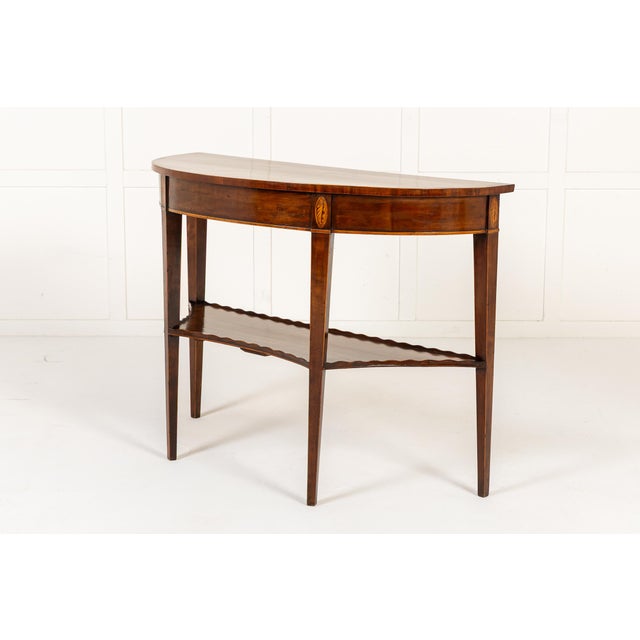 Wood Antique English Yew Demi Lune Side Table, 1700s For Sale - Image 7 of 8