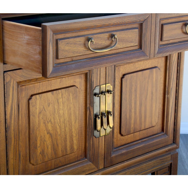 Wood 1970's Asian Style Walnut Cabinet For Sale - Image 7 of 7