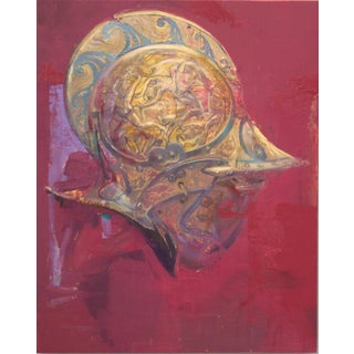 Dedication to the Battle of Centaurs and Lapiths by Elena Burykina | Oil on panel Helmet with intricate design For Sale
