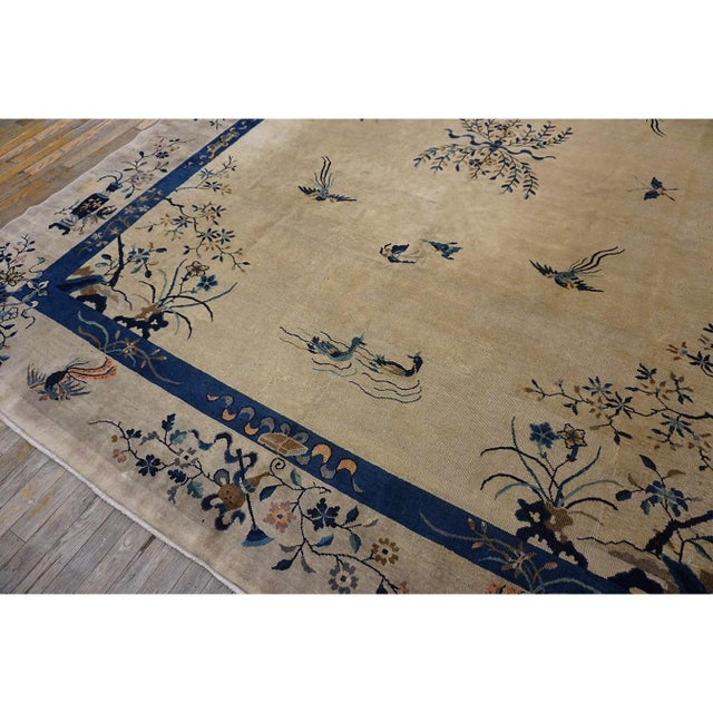 1920s Beige Floral Medallion Antique Chinese Peking Carpet 8'10" X 11'6" Rug For Sale In New York - Image 6 of 10