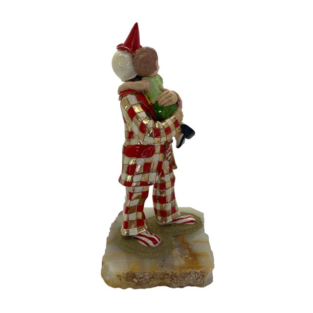 Ron Lee Child & Clown Sculpture on Onyx Base With 24k Gold Accents, Signed 1985 For Sale - Image 4 of 13