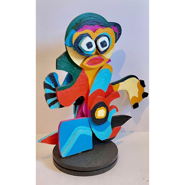 Karel Appel Karel Appel, Karel Appel Colorful Expressionist Hand Painted Wood Cobra Sculpture Pop Art, 1977 For Sale - Image 4 of 8
