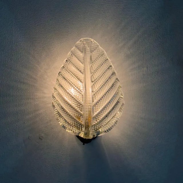 Ribbed Leaf Wall Light by Barovier & Toso, 1940 For Sale - Image 4 of 18