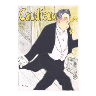 1966 Henri De Toulouse-Lautrec 'Caudieux' Art Nouveau Yellow,Neutral France Lithograph For Sale