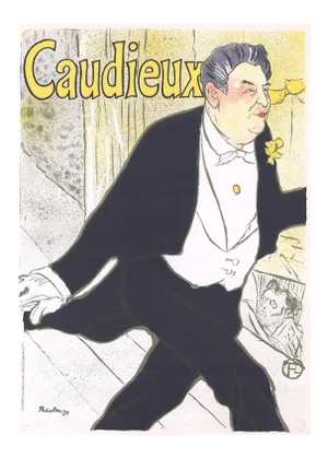 1966 Henri De Toulouse-Lautrec 'Caudieux' Art Nouveau Yellow,Neutral France Lithograph