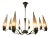Stilnovo Eight-Arm Brass and Glass Chandelier For Sale