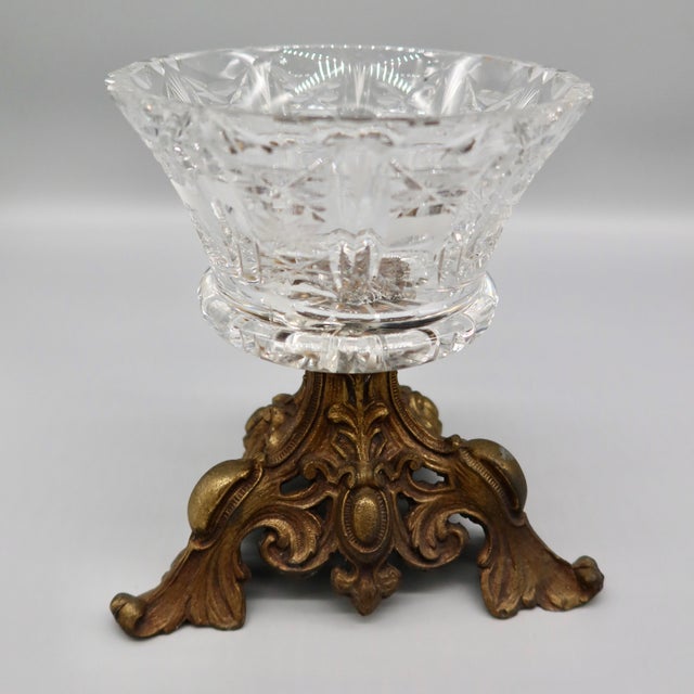 Heavy American Brilliant Period hand-cut lead crystal compote bowl, dating to circa 1890–1910. The bowl features deep...