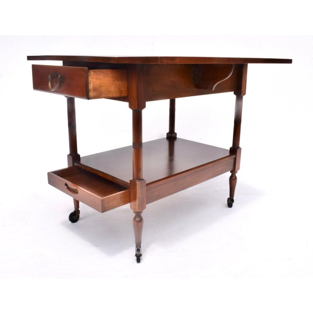 Mid-Century Modern Bar Cart by John Stuart, Cherry & Brass, 1960s For Sale - Image 10 of 12