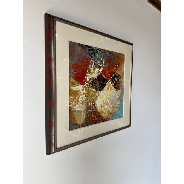 This stunning vintage abstract expressionist painting by Cecil K. is a vibrant and dynamic composition created with...