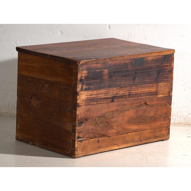 Chinese Trunk with Painted Flowers in Elm, 1900 For Sale - Image 11 of 12