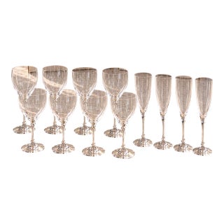Baccarat Crystal Champagne Glasses – Set of 12 with 2 boxes For Sale