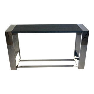 Modern Style Wood and Chrome Console Table For Sale