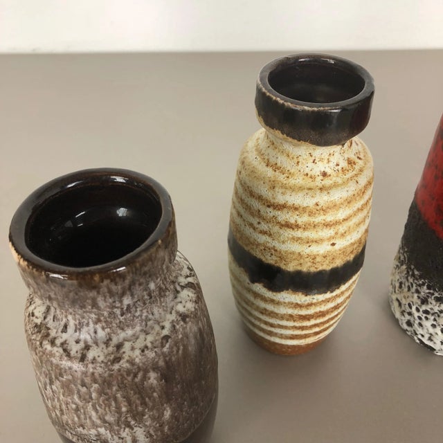 Vintage Multicolor Fat Lava Pottery Vases by Scheurich, Germany, Set of 4 For Sale - Image 11 of 18