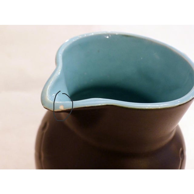 Black Mid-Century Pitcher in Earthenware with Résille Pattern from Poet-Laval, France, 1950s For Sale - Image 8 of 11