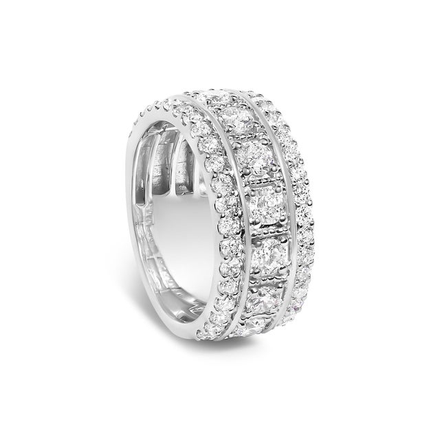 Haus of Brilliance .925 Sterling Silver 2.0 Cttw Lab Grown Diamond Three-Row Pavé Band Ring - Size 7 For Sale - Image 4 of 6