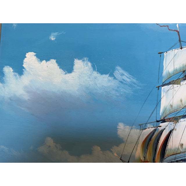 K. Dossi Oil Painting Sailing Ship Seascape Signed Maritime Art Ocean Nautical For Sale - Image 9 of 13