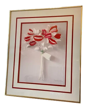 1982 "Kiss Bouquet" Postmodern Still Life Print by Reinhard, Framed
