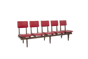 Vintage Italian Bench with 5 Red Leather Seats