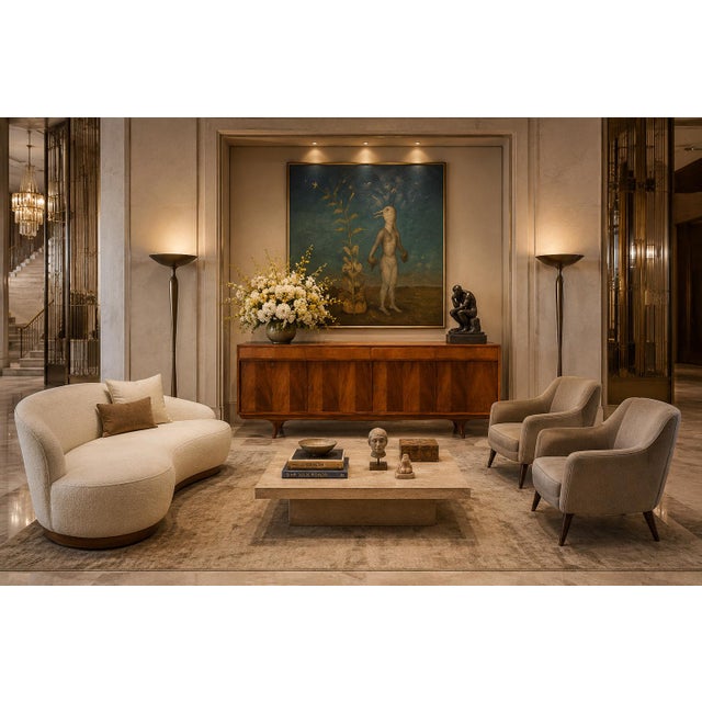 Brazilian Modern Four-Door, Four-Drawer Caviúna Credenza With Drop-Front Bar, 1950s, Brazil For Sale - Image 18 of 18