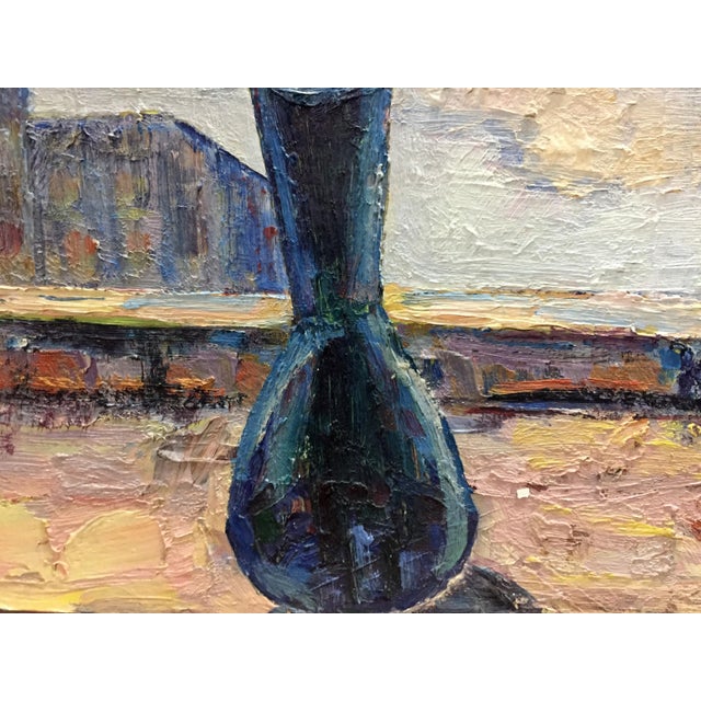 1970s Oil Painting on the Window For Sale - Image 6 of 12