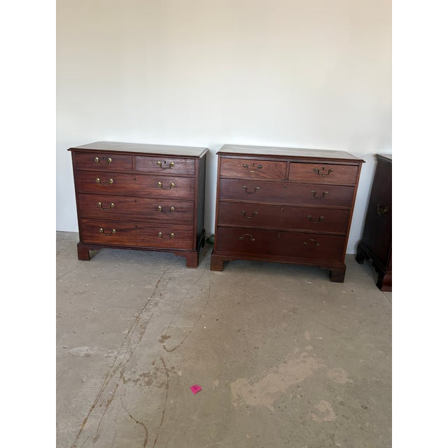 Traditional Fine Matched Pair of George III Mahogany Chests of Drawers, Circa 1780 For Sale - Image 3 of 12
