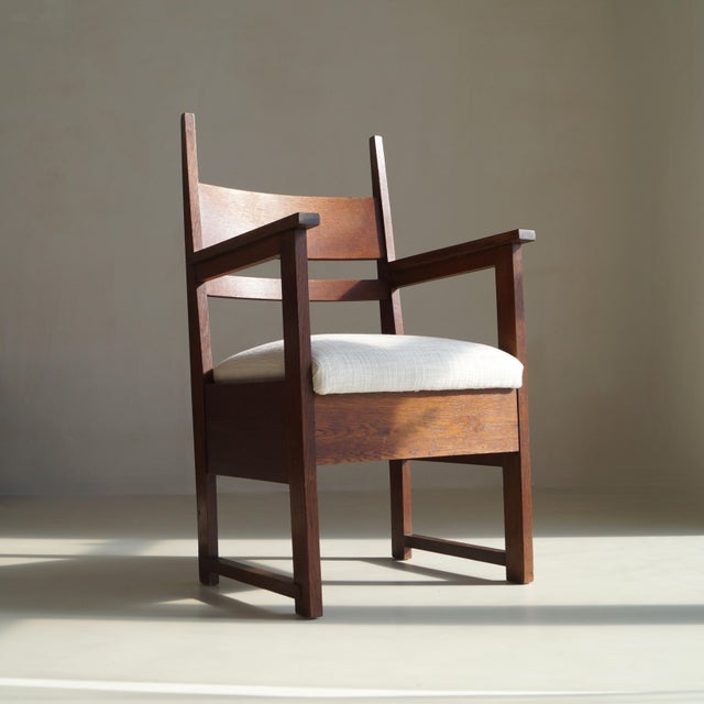 A rare modernist The Hague School armchair designed by Dutch architect Piet de Vries, created exclusively for the...