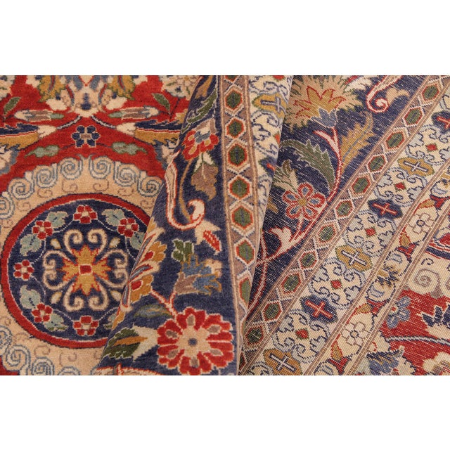 Textile Shabby Chic Agra Tabriz Pak-Persian Red/Blue Wool Rug - 9'2'' X 12'3'' For Sale - Image 7 of 9