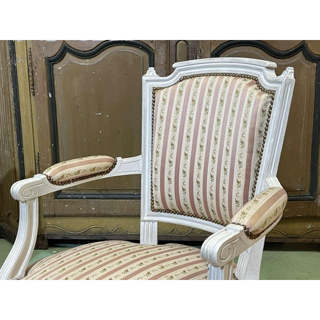 Cream Louis XVI Armchairs in Beech, 1970s, Set of 2 For Sale - Image 8 of 14
