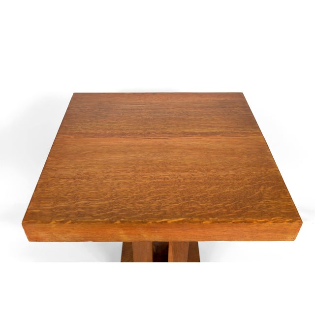 Brown Art Deco Modernist Oak Pedestal Table, France, 1930s For Sale - Image 8 of 9