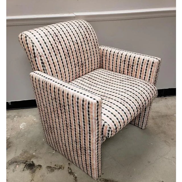 1980s Milo Baughman for Directional Custom Upholstered Lounge Chair With Original Tags For Sale - Image 12 of 12