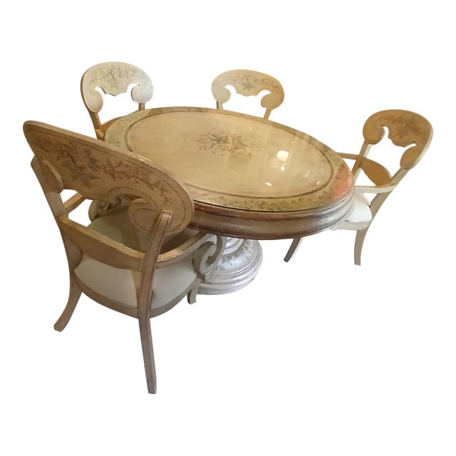 Vintage Pulaski Furniture Hand Painted Dining Set For Sale