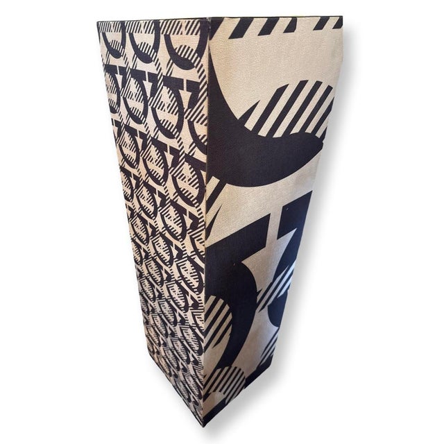 Vintage Italian Pedestal wood covered with geometric faux leather in black and white design from the Dolce & Gabbana Shop...