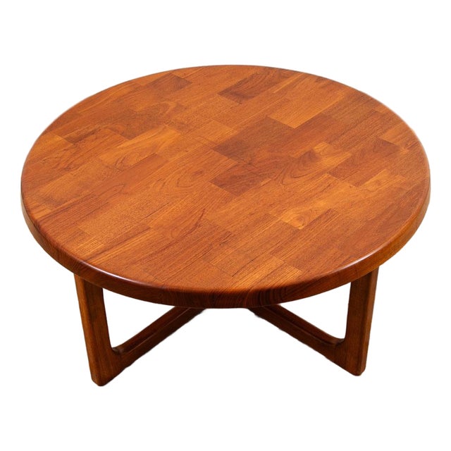 1960s Mid Century Danish Modern Coffee Table Round Solid Teak Niels Bach Randers MCM For Sale