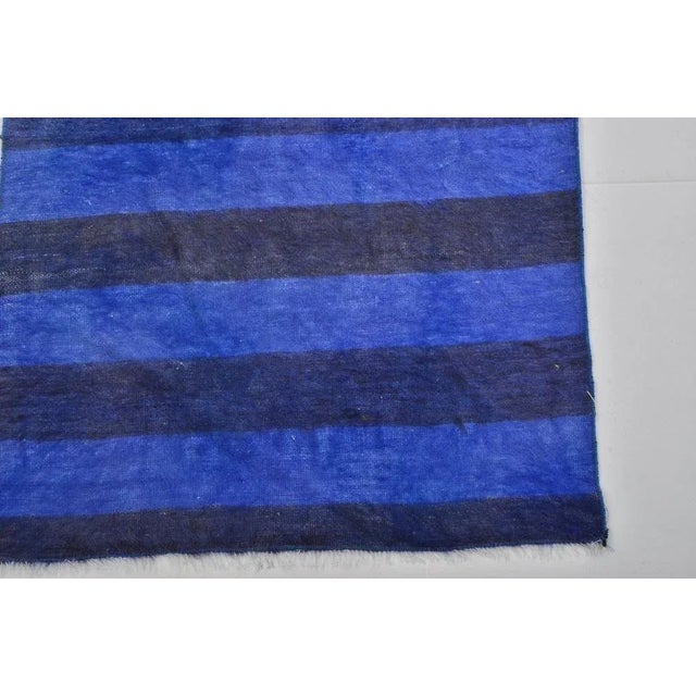 Anatolian Blue Striped Wool Kilim Runner Rug For Sale - Image 9 of 10