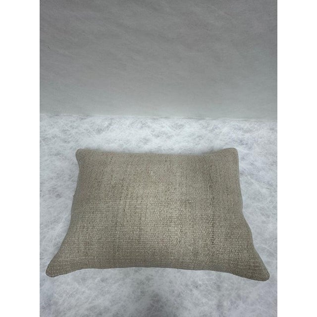 Turkish Hemp Pillow Cushion Natural Beige Pillow Cushion Cover 16" x 24" For Sale - Image 4 of 4