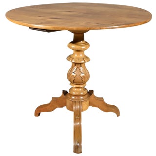 Cherry Wood Pedestal Table For Sale