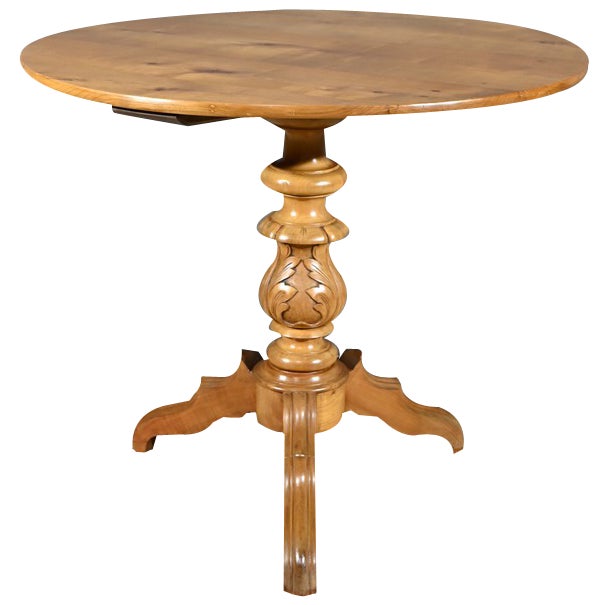 Cherry Wood Pedestal Table For Sale